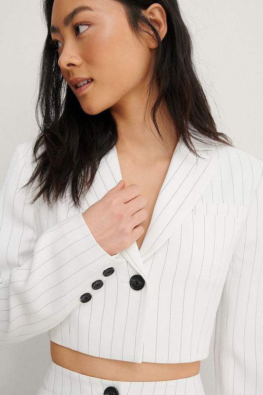 Cropped Pinstriped Blazer