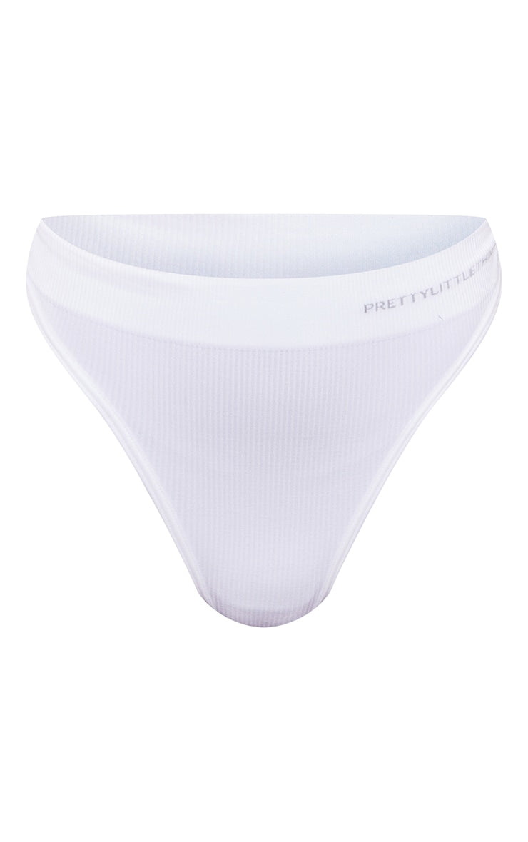 White Seamless High Waisted Thong