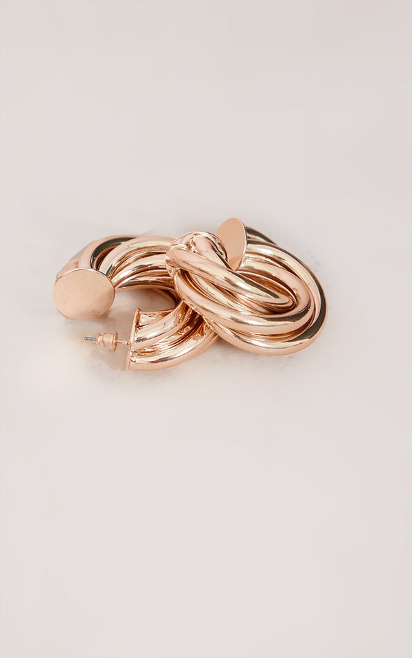 Gold Thick Chunky Twist Hoop Earrings