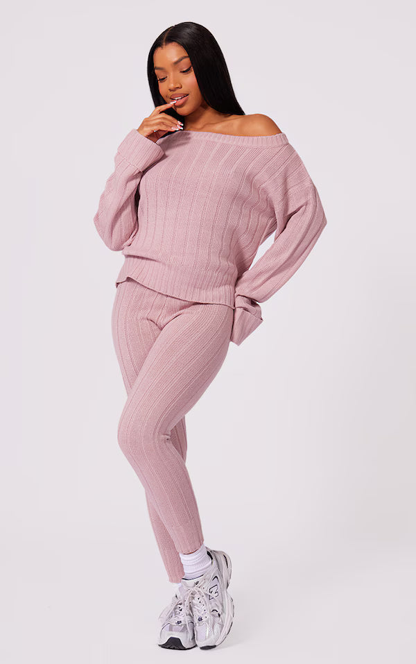 Rose Bardot Sweater And Legging Lounge Set