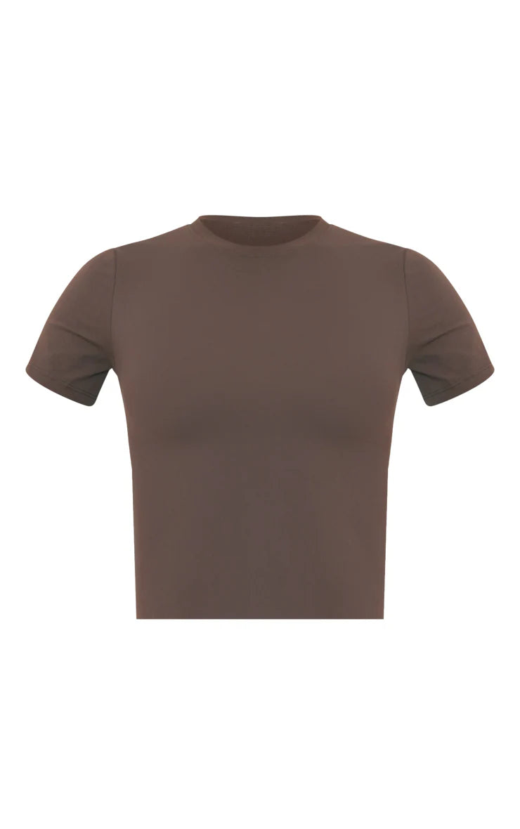 Espresso Sculpt Longline Short Sleeve Gym Top