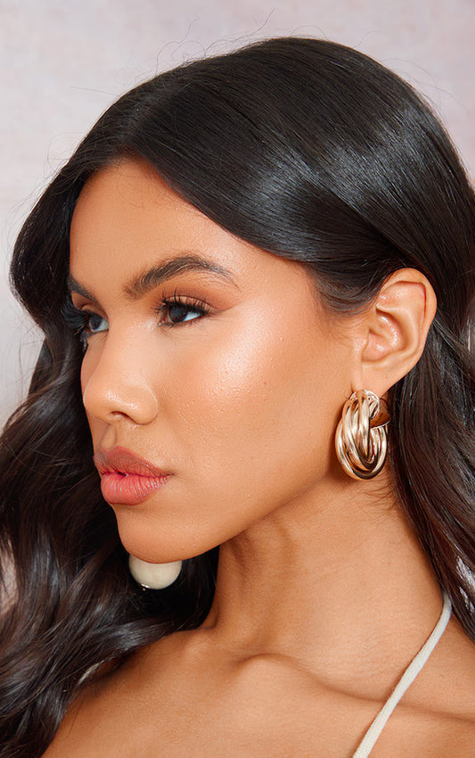 Gold Thick Chunky Twist Hoop Earrings