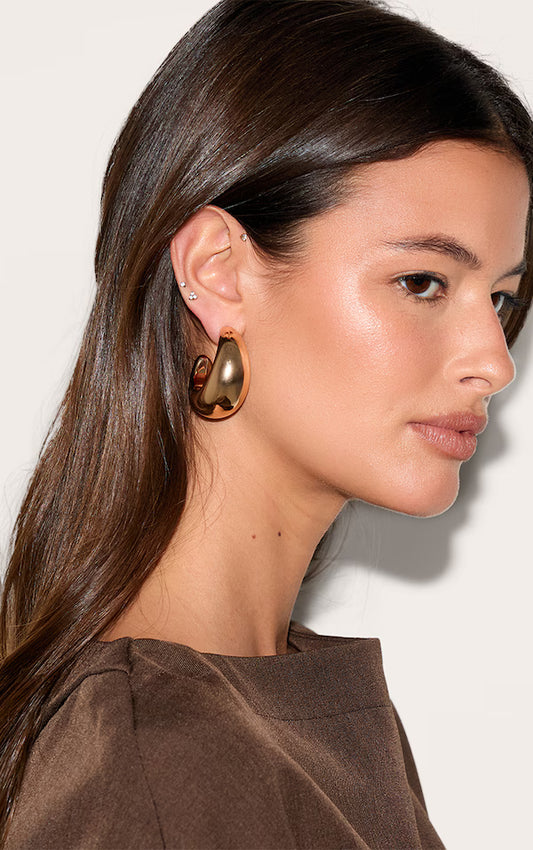 Gold Curved Hoop Earrings