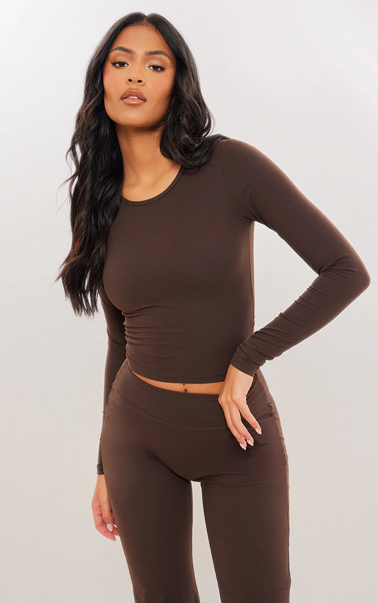 Tall Coffee Contour Sculpt Long Sleeve Top