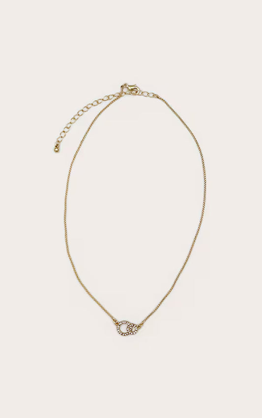 Real Gold Plated Paved Circle Link Necklace