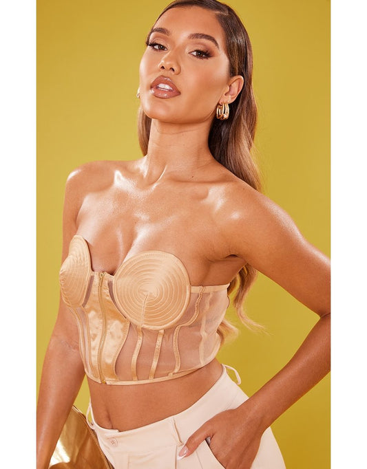 Champagne Circle Bust Cup Crop Top