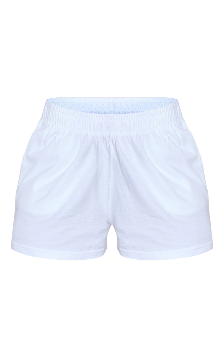 White Cotton Oversized Boxy Shorts