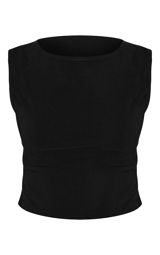 Black Fitted Racer Top