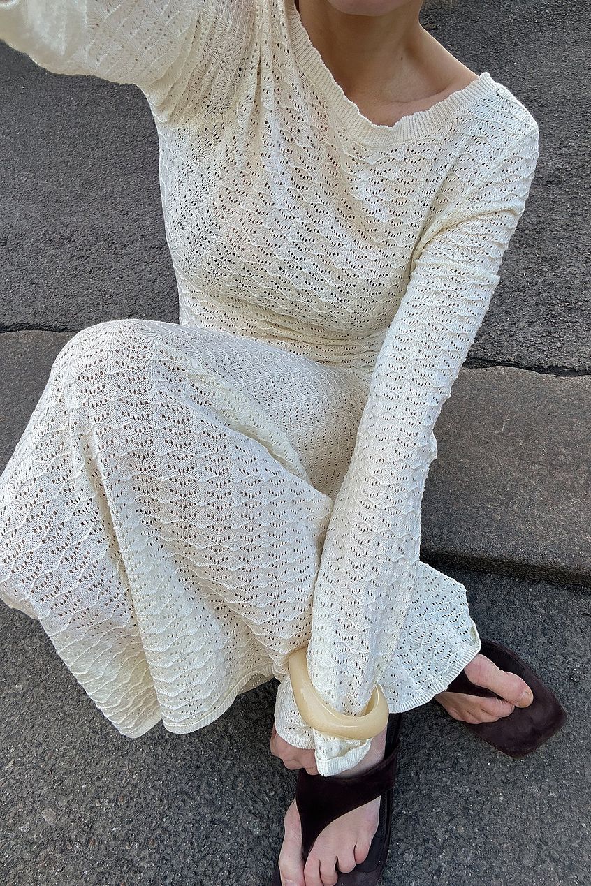 Na-kd - Deep Back Knitted Maxi Dress
