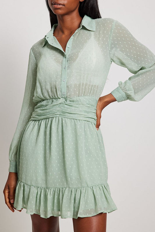 Dobby Waist Detail Mini Dress