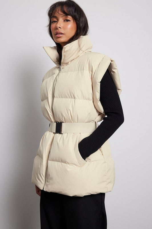 Down Blend Padded Belted Vest