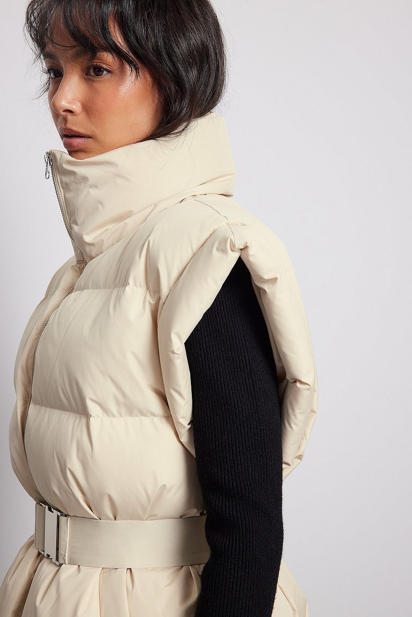 Down Blend Padded Belted Vest