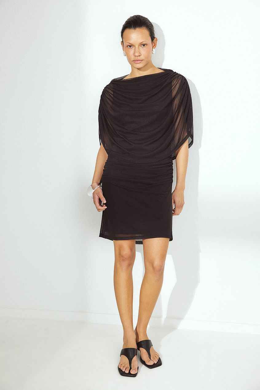 Na-kd Draped Cape Mini Dress - DEXISTREND