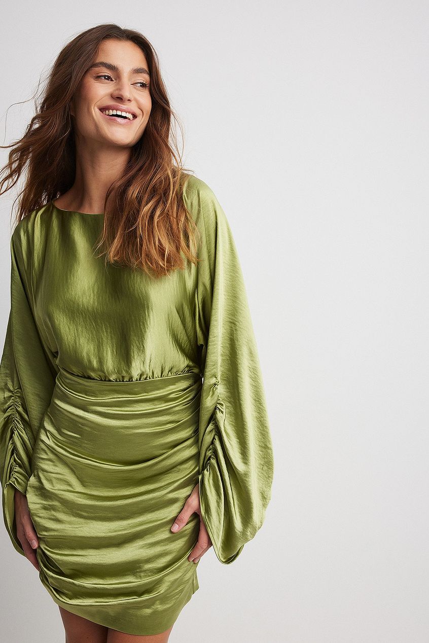 Draped Detail Satin Dress