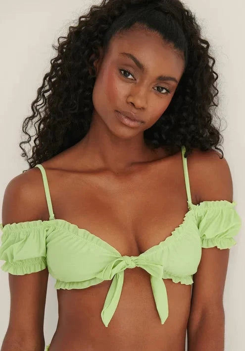 Recycled Off Shoulder Frill Bikini Top