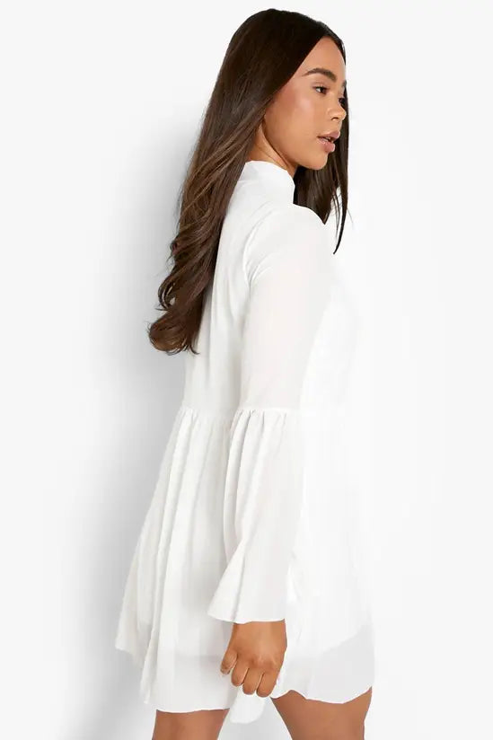 boohoo Boho Crochet Detail Wide Sleeve Smock Dress