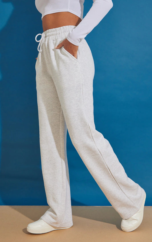 Grey Oversized Drawstring Wide Leg Sweatpant