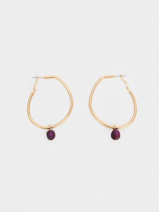 Gold Hoop Earrings With Resin Stones