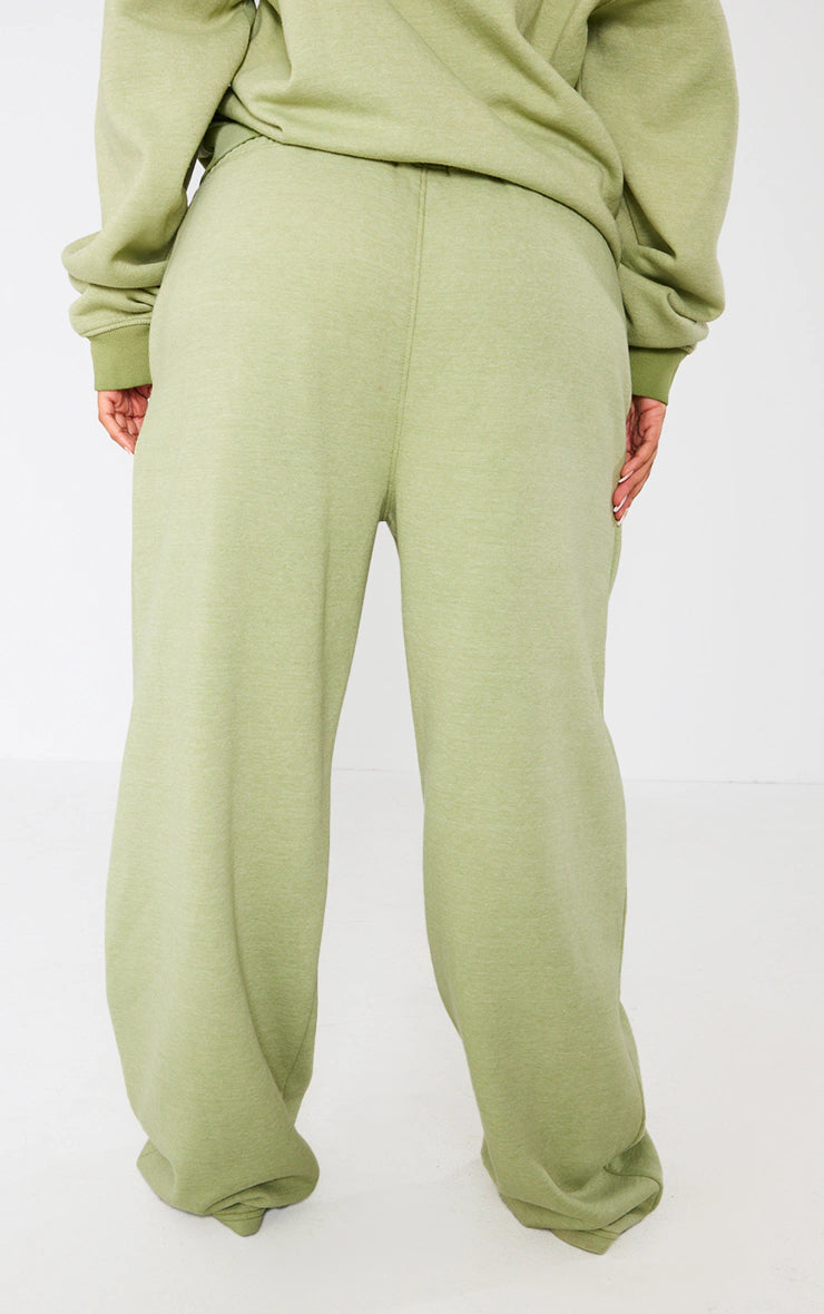 SHAPE KHAKI WASHED WIDE LEG SWEATPANTS