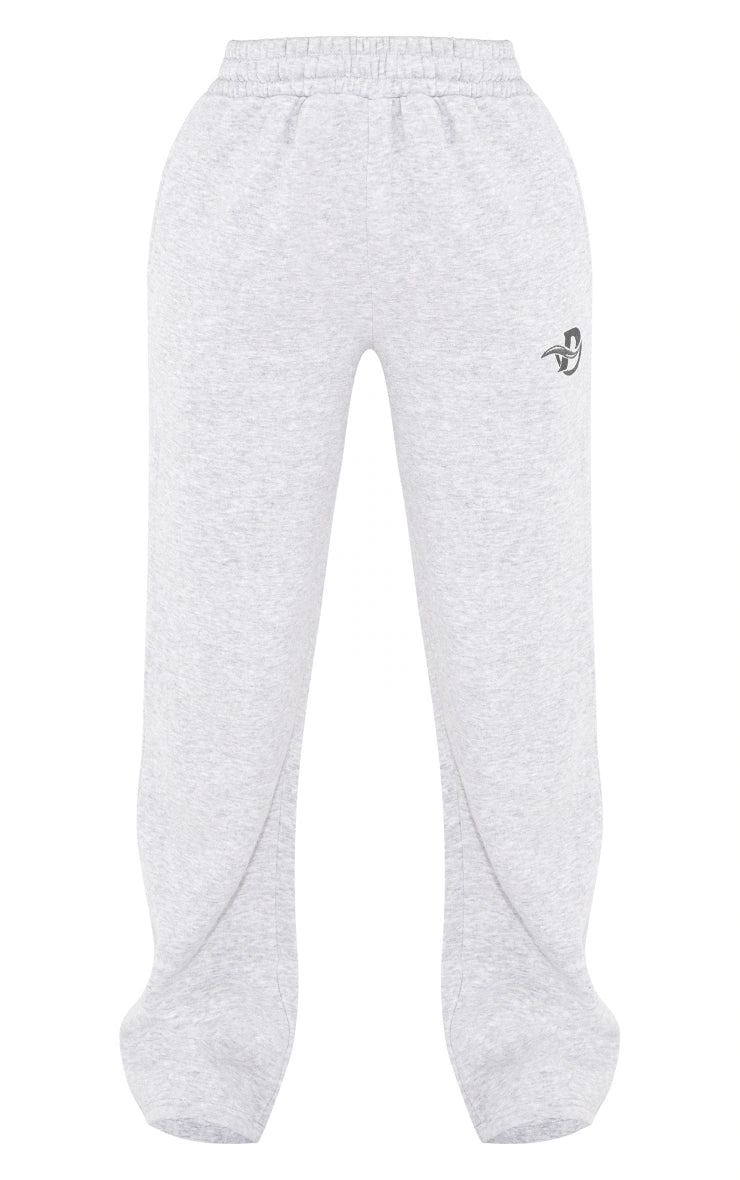 ASH GREY LOGO EMBROIDERED WIDE LEG SWEATPANTS