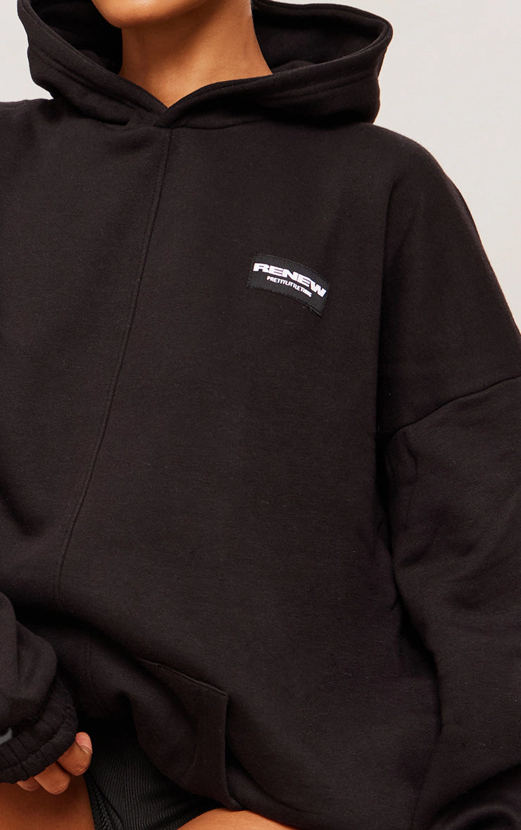 Black Badge Detail Oversized Hoodie