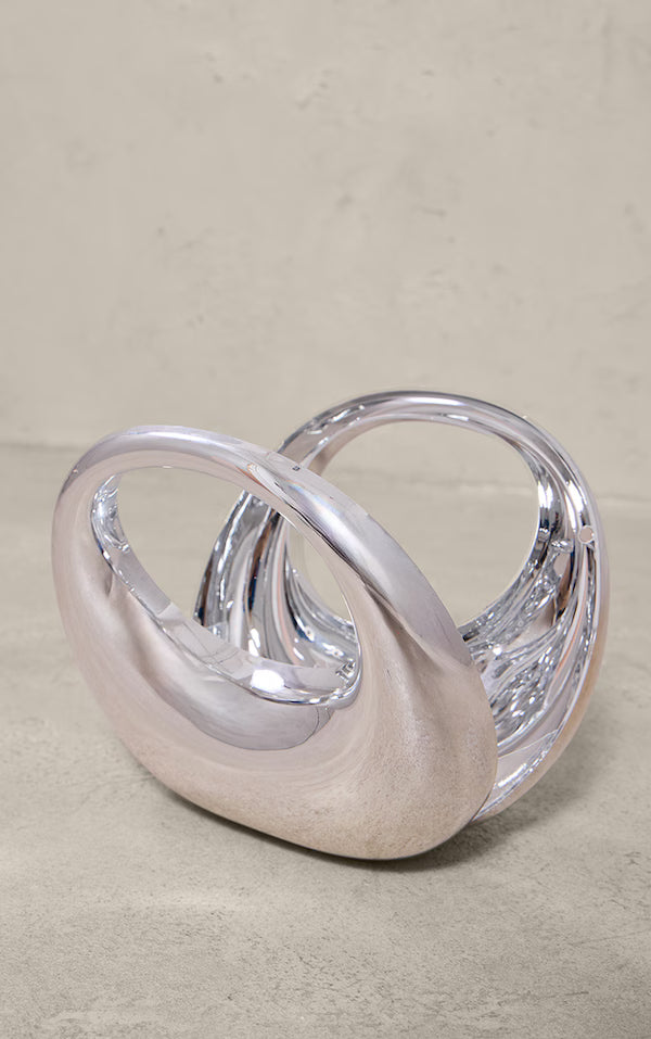 Plt - Silver Hard Smooth Curve Hand Bag