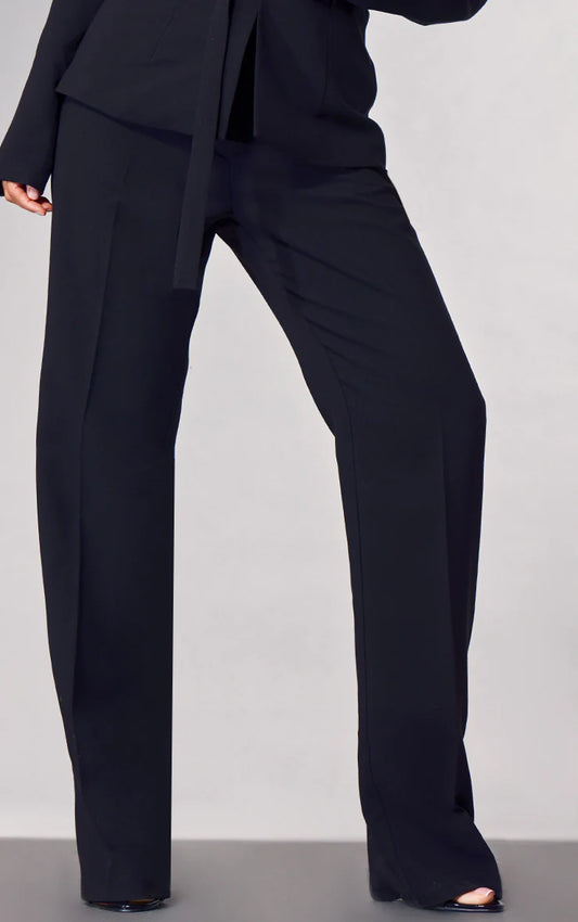 LABEL BLACK TAILORED STRAIGHT LEG PANTS