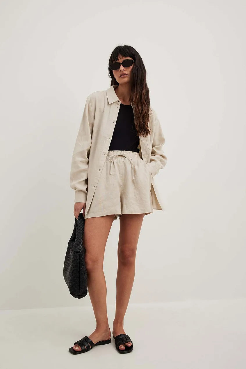 Elastic Linen Shorts