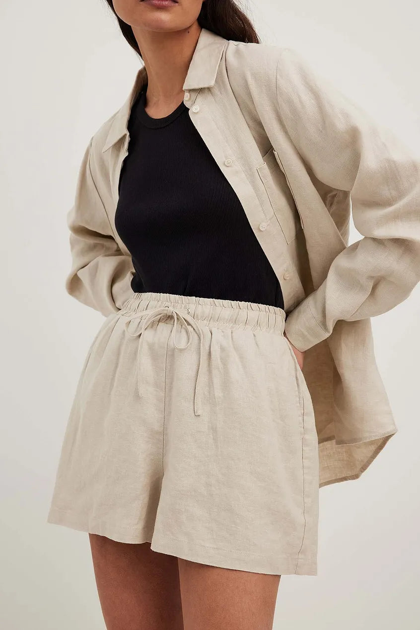 Elastic Linen Shorts