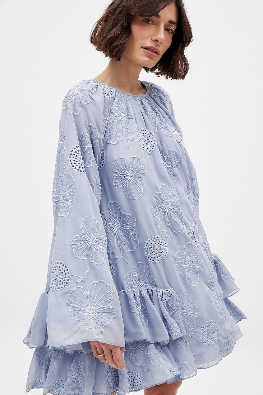 Na-kd Embroidered Volume Mini Dress