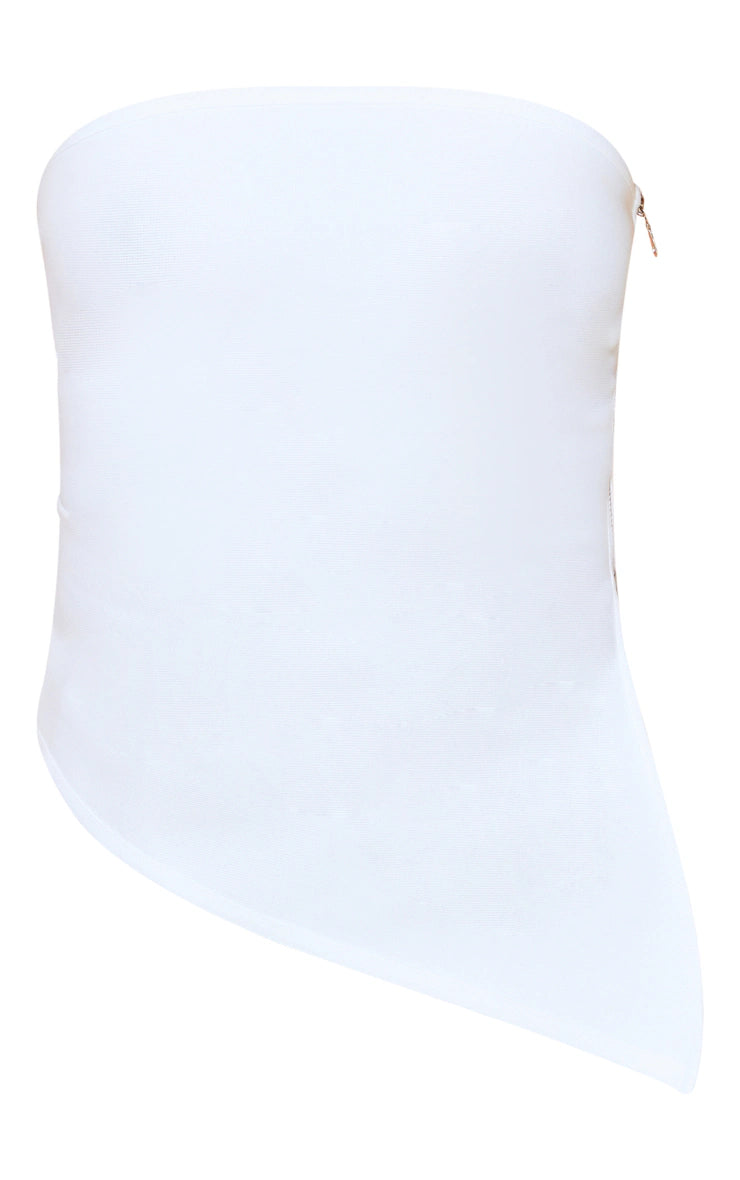White Bandage Split Asymmetric Hem Bandeau Long Top