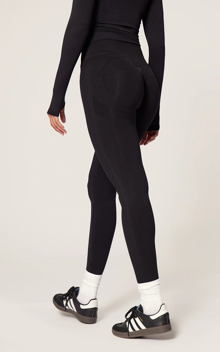 Black Ruched Bum Seamless Leggings