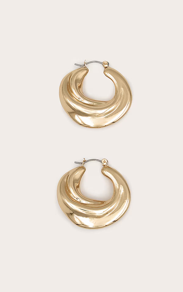 Gold Chunky Swirl Hoop Earrings