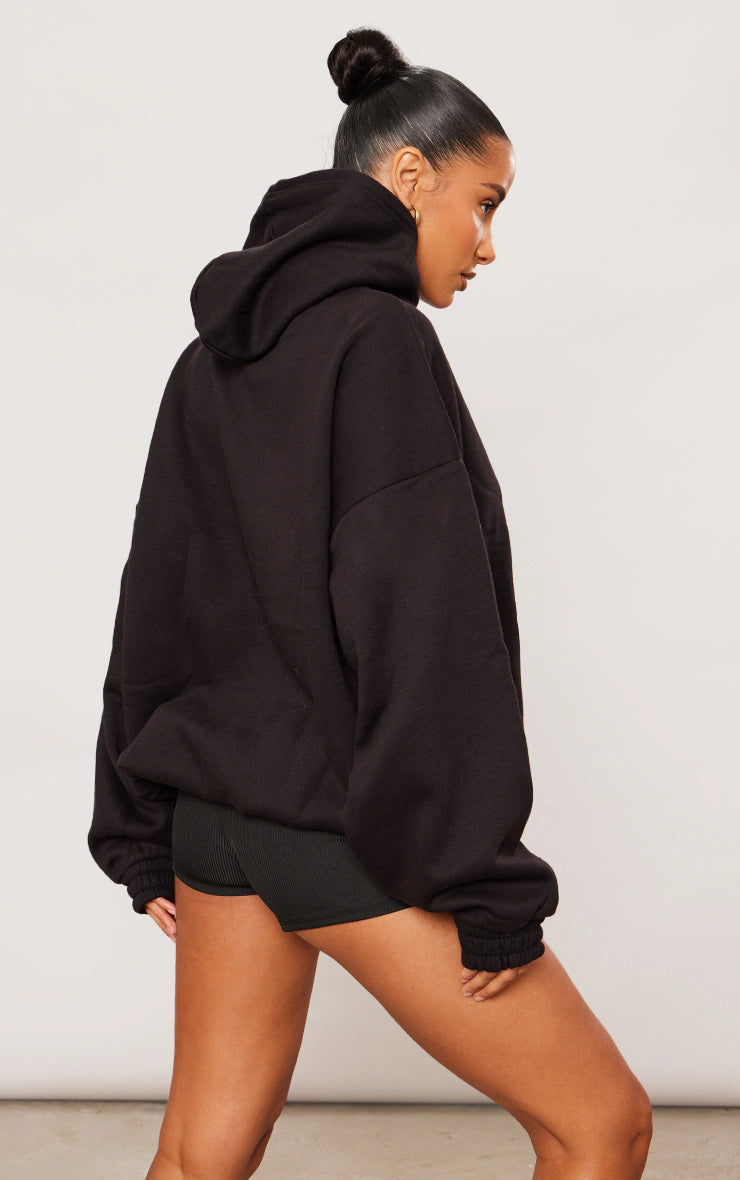 Black Badge Detail Oversized Hoodie