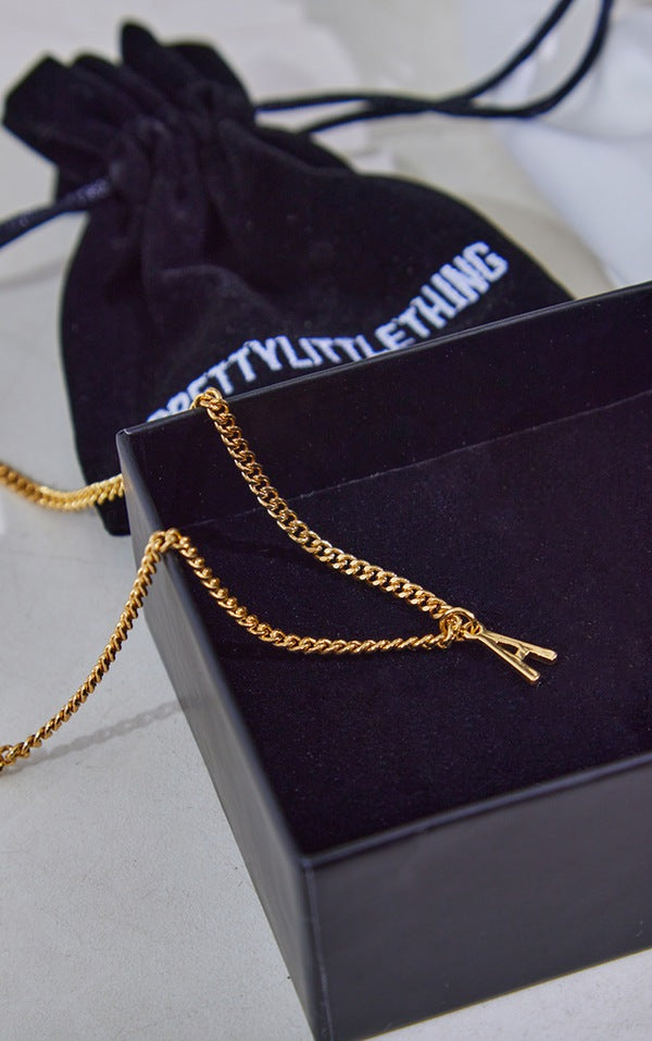 Real Gold Plated A Letter Necklace
