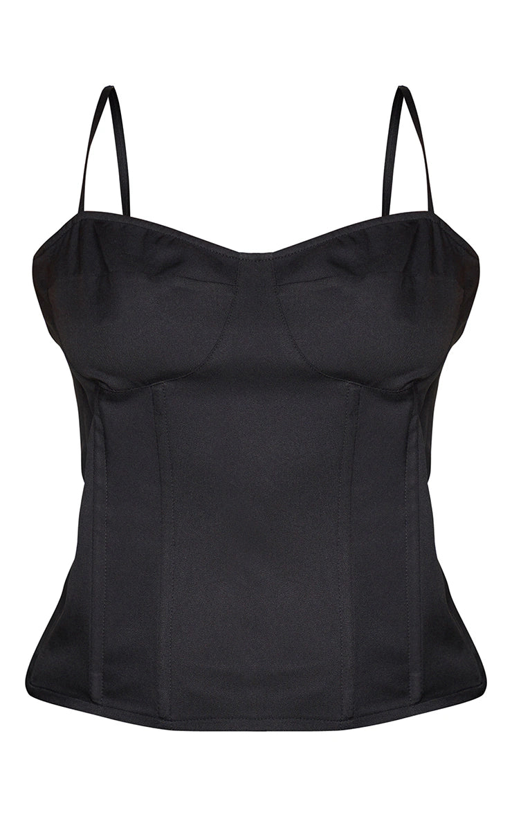 Plus Black Structure Corset Top