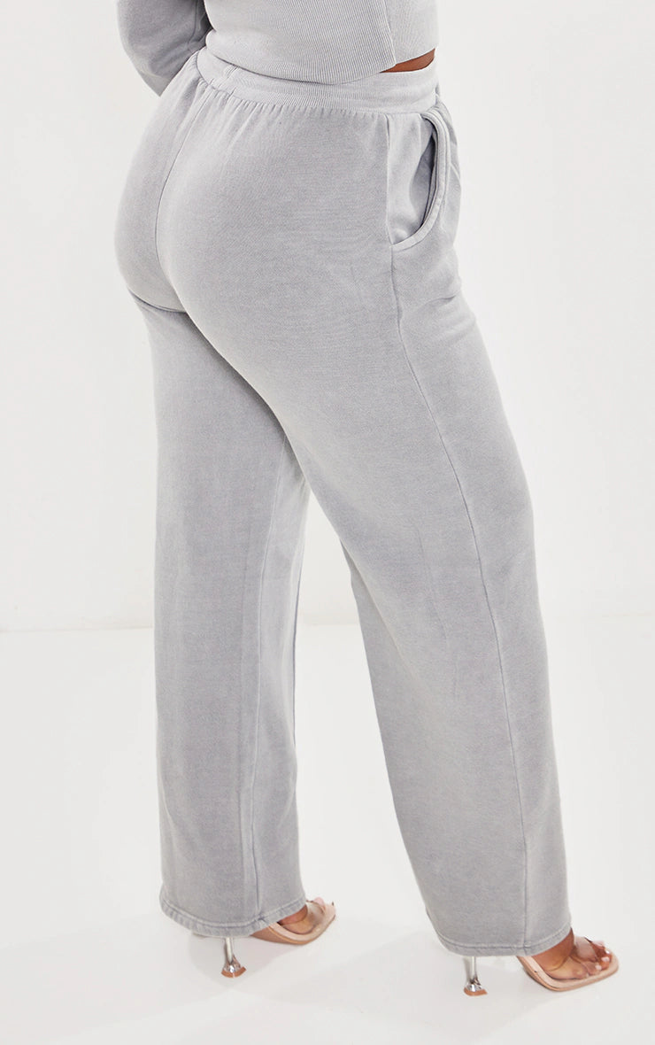 SHAPE LIGHT GREY SWEAT SEAM DETAIL WIDE LEG SWEATPANTS