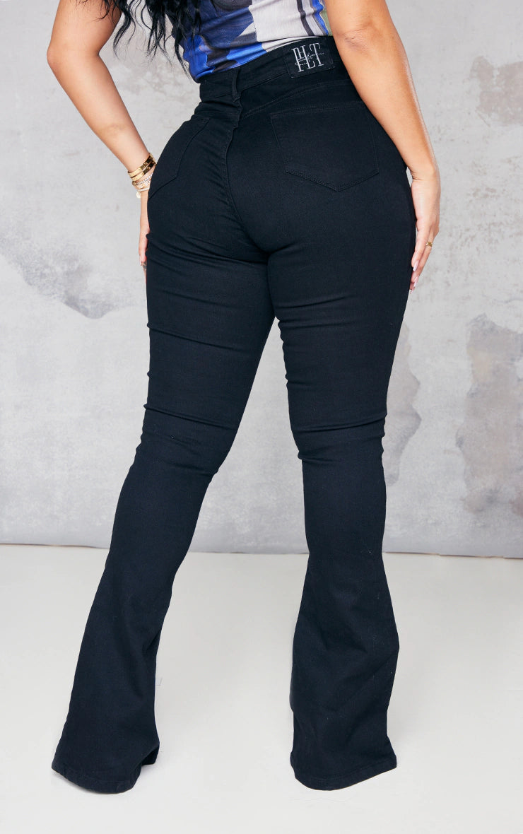 Shape Black High Waist Skinny Flared Jeans