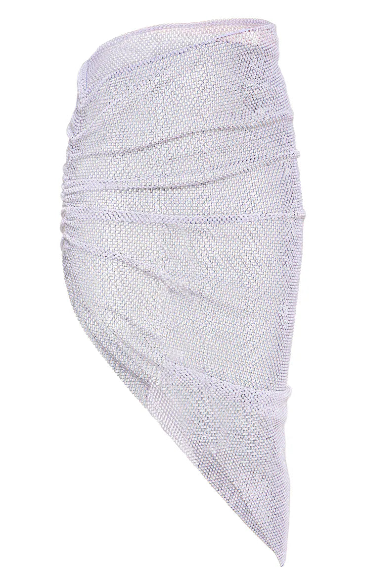 Petite White Diamante Asymmetric Midaxi Skirt