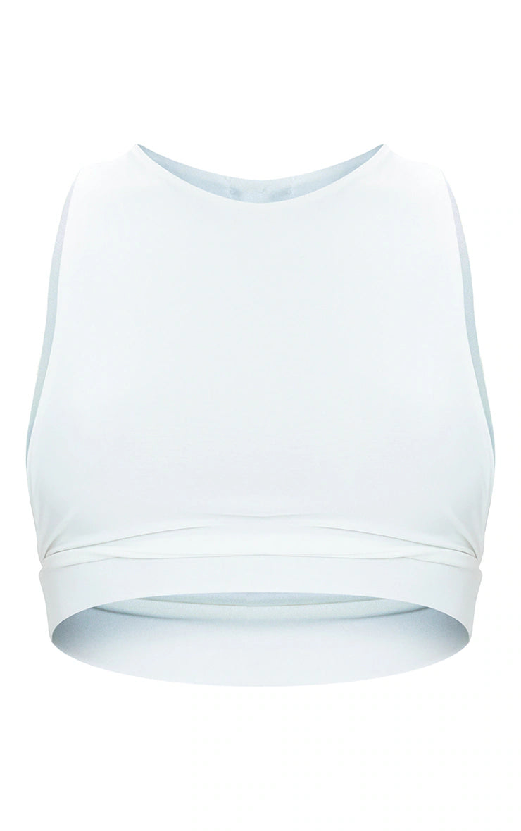 White Slinky Racer Extreme Dropped Armhole Crop Top