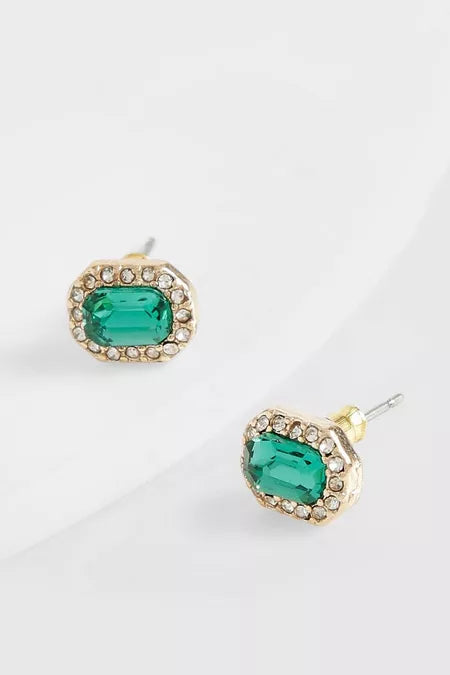 Emerald Cut Embellished Stud Earrings