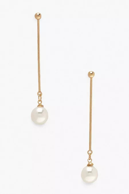 Bar Drop Pearl Earrings
