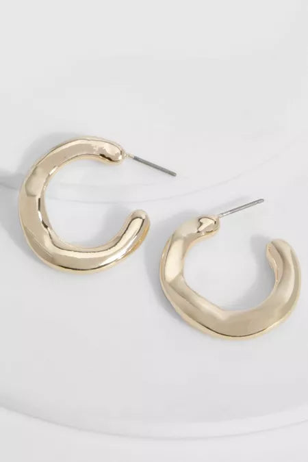 Hammered Gold Hoop Earring