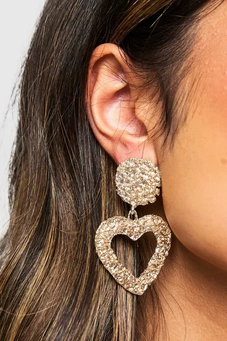 Heart Shaped Textured Statement Earrings