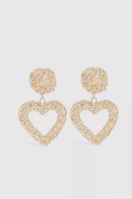 Heart Shaped Textured Statement Earrings