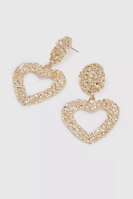 Heart Shaped Textured Statement Earrings