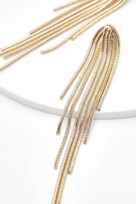 Statement Snake Chain Fringe Earrings