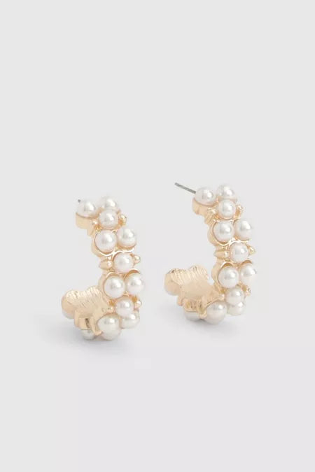 Pearl Embellished Hoop Earrings
