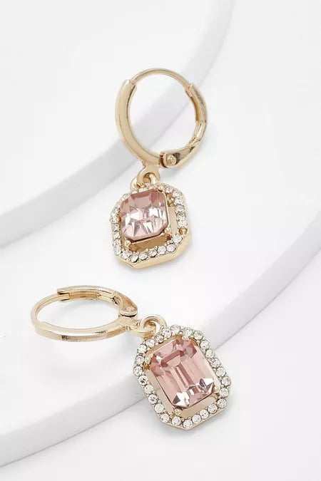 Pink Halo Drop Hoop Earrings