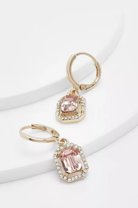 Pink Halo Drop Hoop Earrings